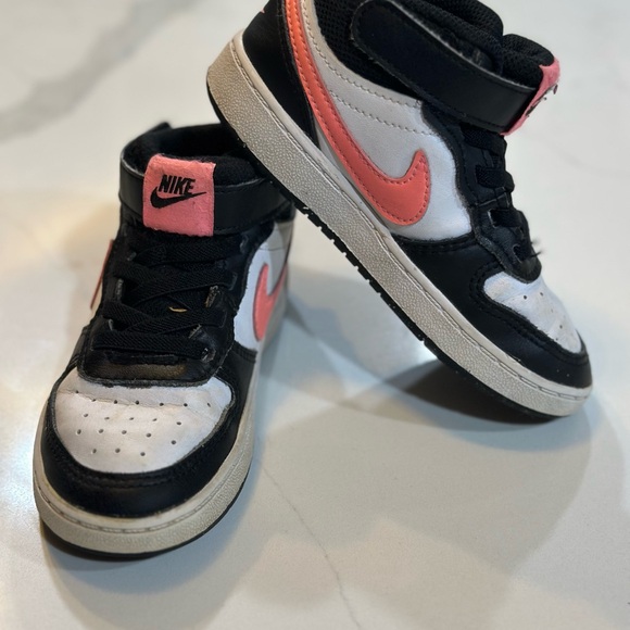 Nike Black and Pink Court Borough Mid 2 Slip-On Sneaker - Picture 1 of 5
